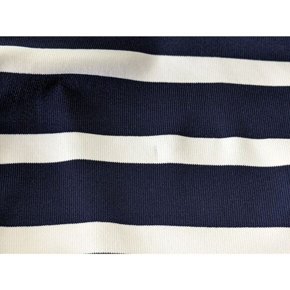 J. McLaughlin Patrice Dress Off Shoulder Striped 3/4 Sleeve Medium Blue White - Picture 6 of 6